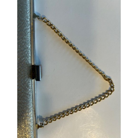 Vintage Women's Evening Clutch Bag Gold Glitter With Chain - Picture 3 of 9